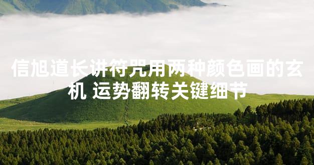 信旭道长讲符咒用两种颜色画的玄机 运势翻转关键细节